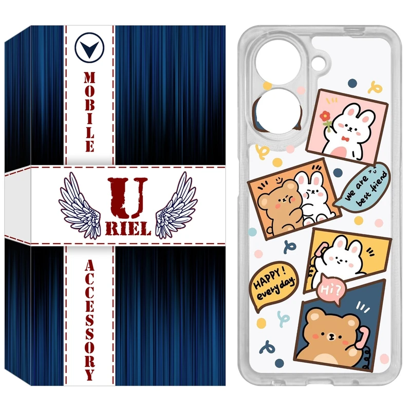 کاور یوریل مدل Clear کد 19 طرح خرگوش و خرس مناسب برای گوشی موبایل شیائومی Redmi A5 4G / Poco C71