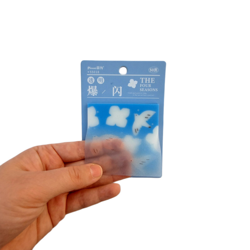 کاغذ یادداشت چسب دار مدل استیک نوت شفاف شاین دار طرح پرنده