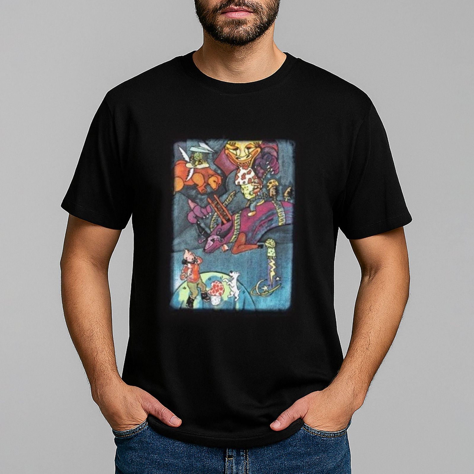 تی شرت آستین کوتاه مردانه لیلاژ مدل tin tin mario tb -  - 1