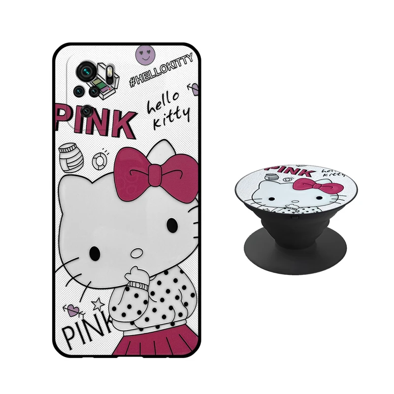 کاور دکین مدل Rikki طرح Kitty مناسب برای گوشی موبایل شیائومی Redmi Note 10 4G/ Note 10s به همراه پایه نگهدارنده