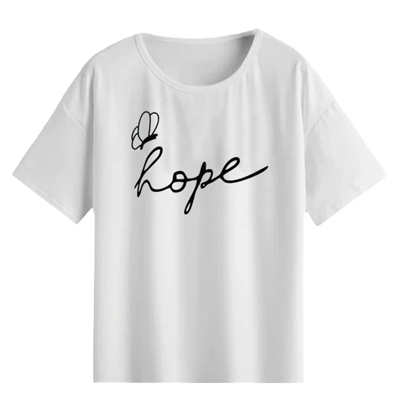 تی‌شرت لانگ آستین کوتاه زنانه مدل hope کد A1083-W