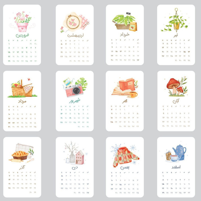 تقویم رومیزی سال ۱۴۰۴ پیکسان مدل فسقلی