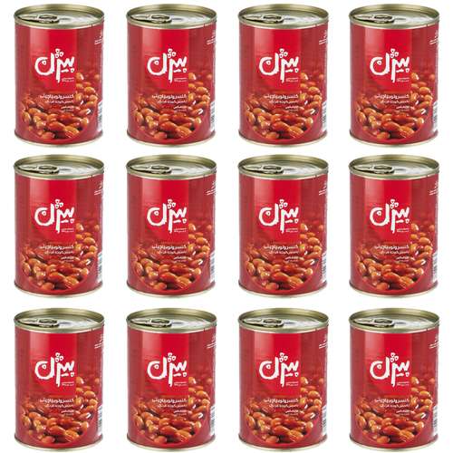 کنسرو لوبیا چیتی با سس گوجه فرنگی بیژن - 380 گرم بسته 12 عددی