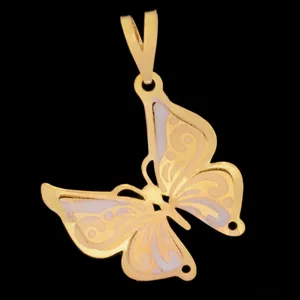 آویز گردنبند طلا 18 عیار زنانه طلای مستجابی مدل پروانه کد 3690