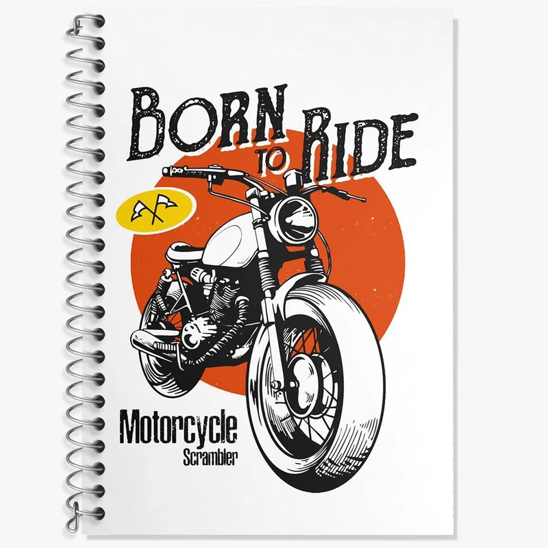 دفتر زبان 50 برگ خندالو مدل سه خط طرح موتور سیکلت کد 10342