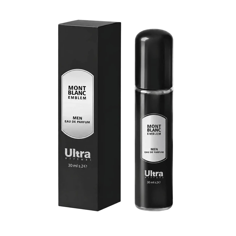 عطر جیبی مردانه اولترا ویرچوآل مدل Mont Blanc Emblem با رایحه تند و چوبی حجم 30 میلی‌لیتر