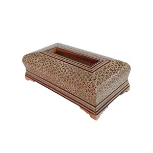 جعبه دستمال کاغذی خاتم کاری چوبی کد 1120