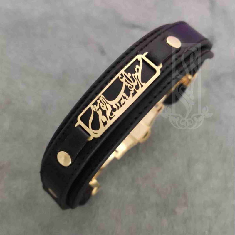 دستبند طلا 18 عیار مردانه لیردا مدل شعر من سر زلفتُ به دوعالم نفروشم p6780