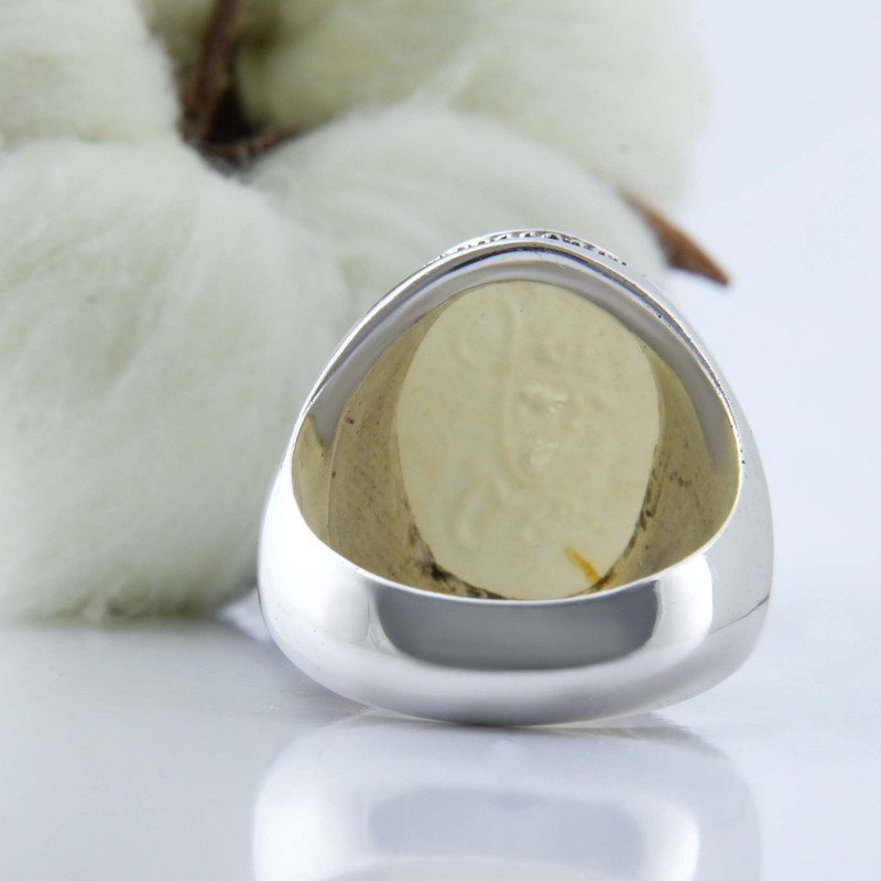 انگشتر نقره مردانه بازرگانی میلادی مدل رکاب فیلی دستساز عقیق کد AM_4410