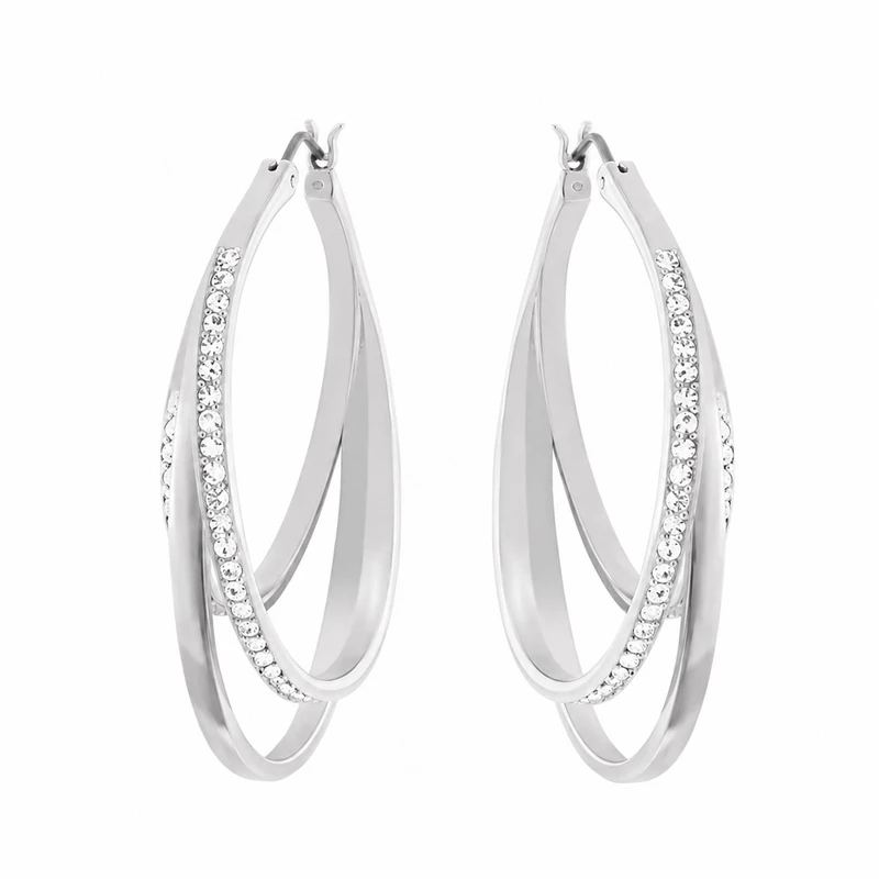 گوشواره حلقه‌ای زنانه استیل مدل Crystal Infinity