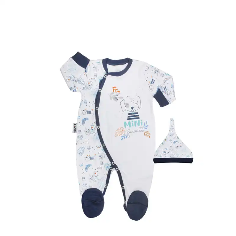 ست سرهمی و کلاه نوزادی آدمک مدل mini کد 010003