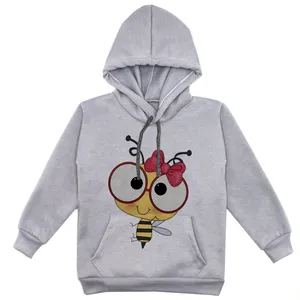 هودی دخترانه مدل زنبور F103 رنگ طوسی