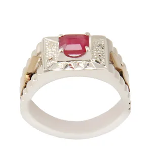 انگشتر نقره مردانه مدل سنگ یاقوت کد AM_2432