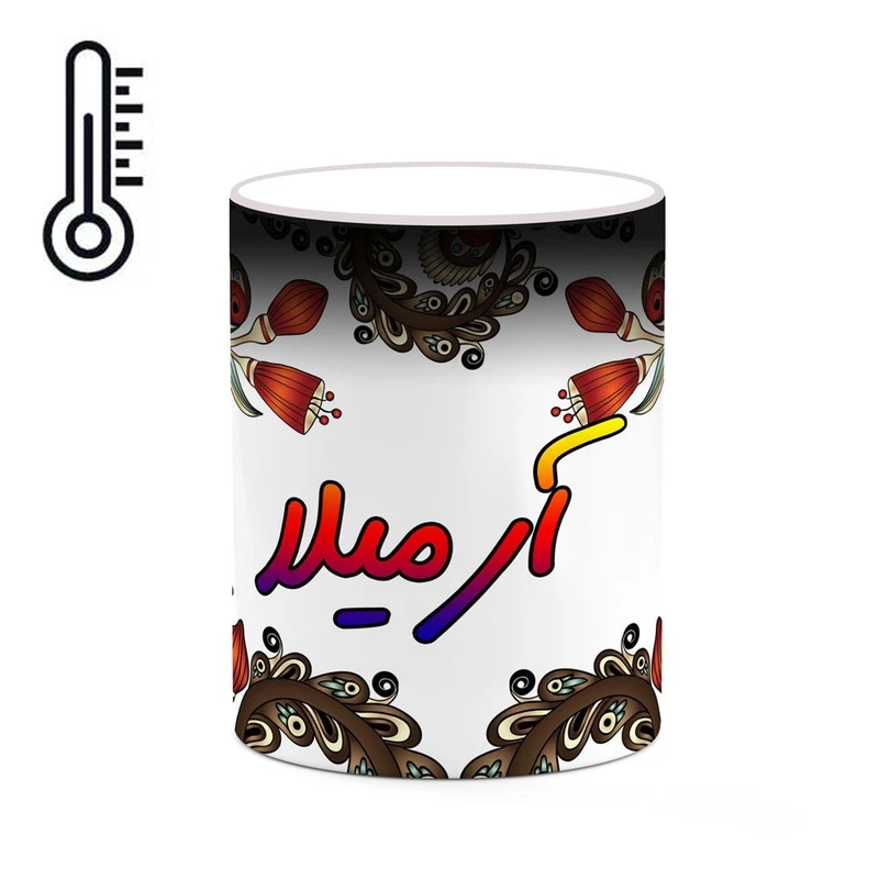 ماگ حرارتی کاکتی مدل اسم آرمیلا طرح سنتی گل و بته کد mgh43501