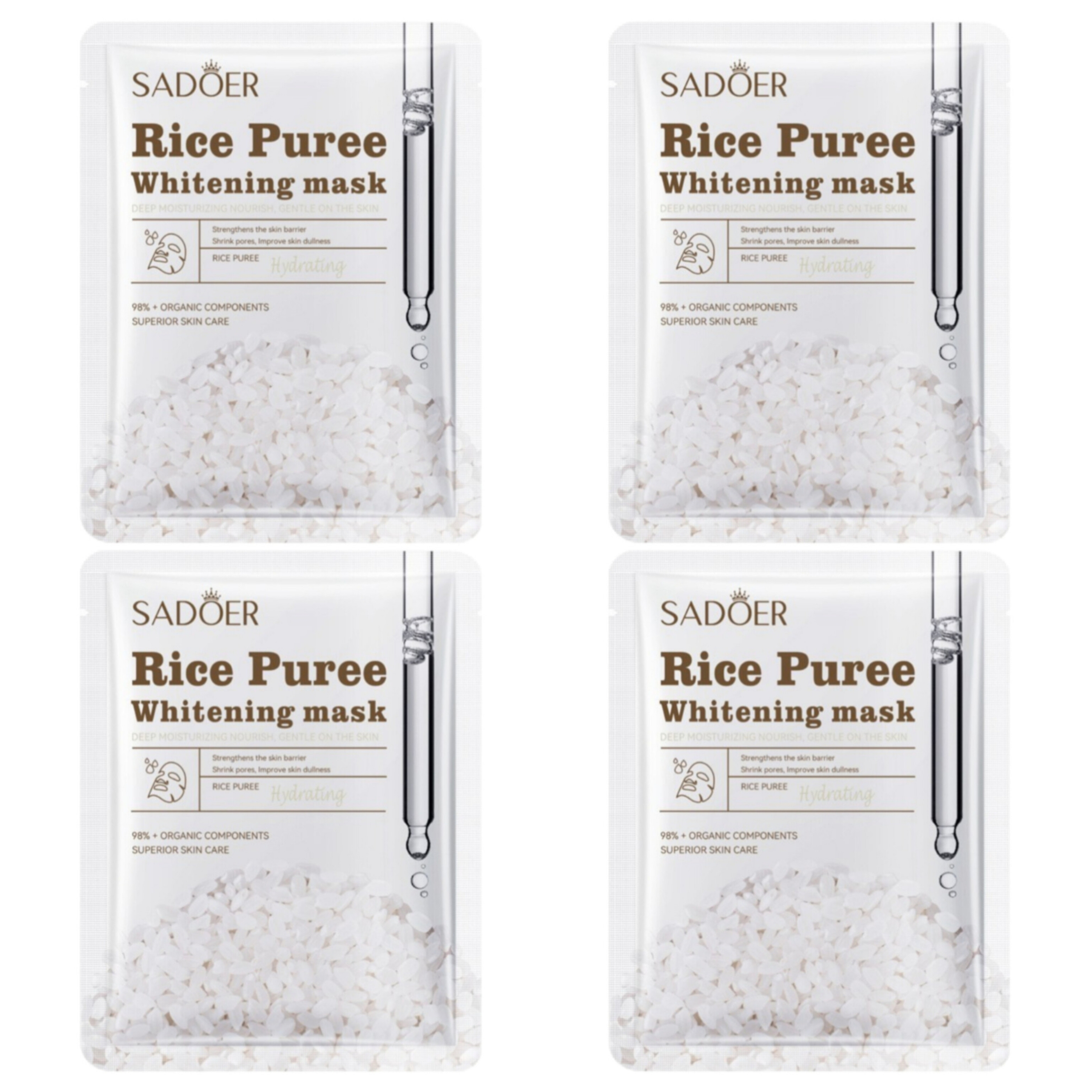 ماسک صورت سادور مدل ورقه ای وزن 25 گرم بسته 4 عددی