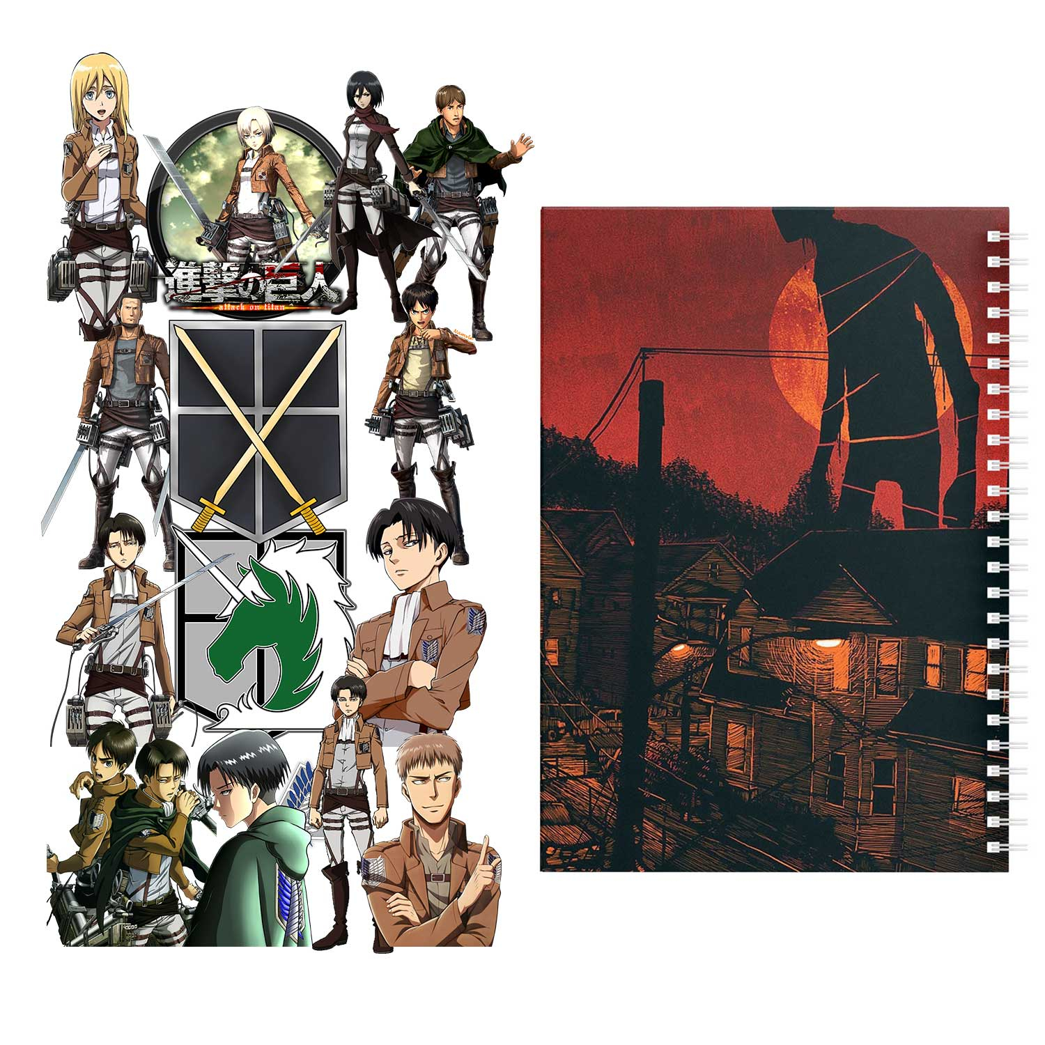 دفتر مشق باژیکان طرح Attack On Titan کد 20211453 به همراه استیکر مجموعه 14 عددی