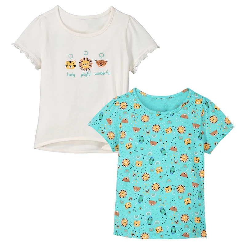 تی شرت آستین کوتاه دخترانه ایمپی دیمپی مدل SEP-SUN03 مجموعه 2 عددی