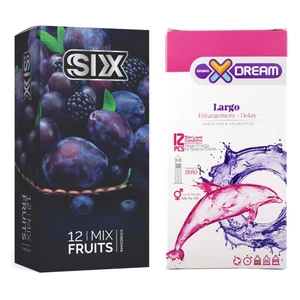 کاندوم سیکس مدل Mix Fruits بسته 12 عددی به همراه کاندوم ایکس دریم مدل Largo بسته 12 عددی