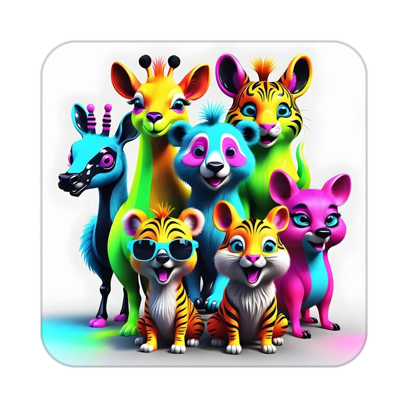 زیر لیوانی کاکتی طرح حیوانات رنگی مدل mp25229