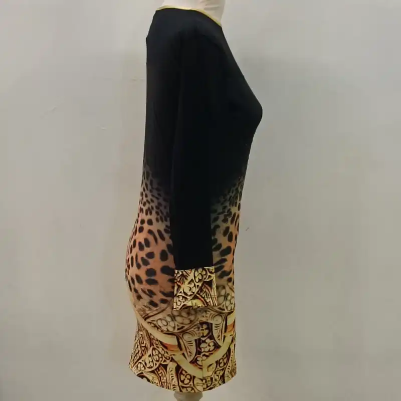 پیراهن زنانه مدل پلنگی نگین دار