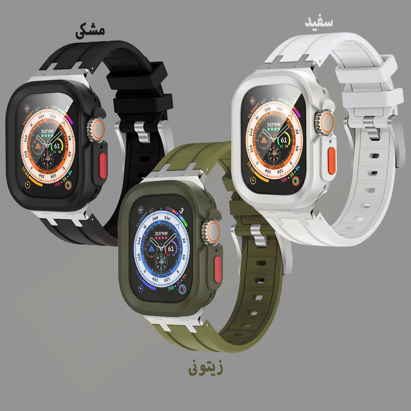 بند اسپریگ مدل Silicone AP Amizze مناسب برای اپل واچ Ultra / Ultra 2 49mm به همراه کاور