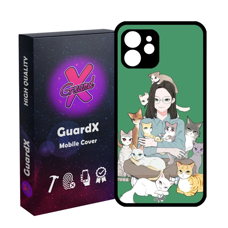 کاور گارد ایکس طرح زن و گربه مدل Glass10676 مناسب برای گوشی موبایل اپل iPhone 12