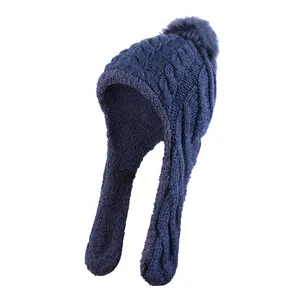 کلاه بافتنی مدل خلبانی پوم دار سام 336