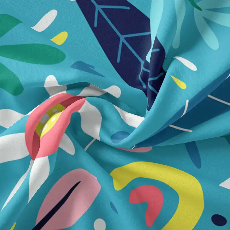 پارچه ملحفه پارچه باما مدل مخمل طرح جنگل برگی 5011717