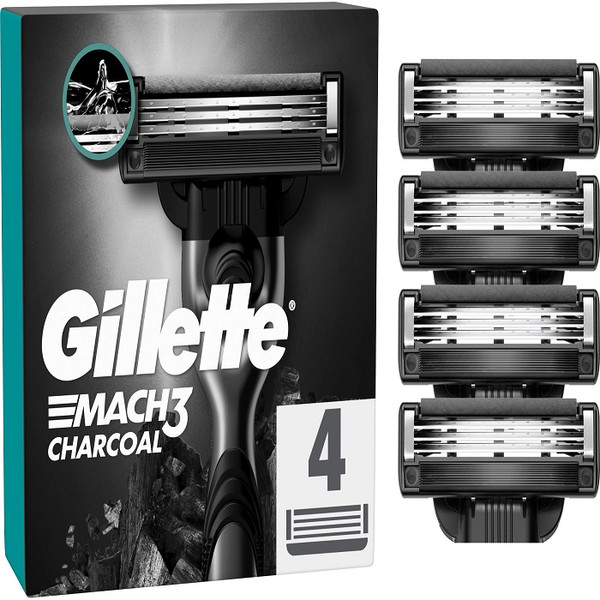 تیغ یدک ژیلت مدل MACH3 CHARCOAL بسته 4 عددی