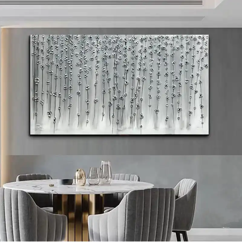 تابلو نقاشی ورق نقره طرح ریسه گل کد 720