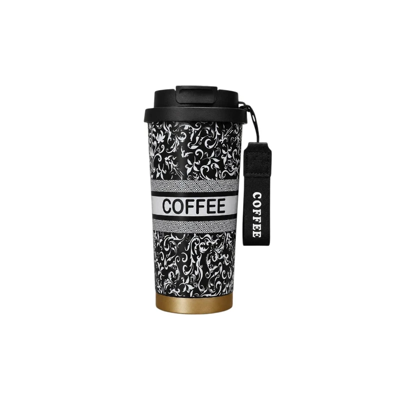 تراول ماگ مدل گلدار coffee کد BG5_394 گنجایش 0.5 لیتر