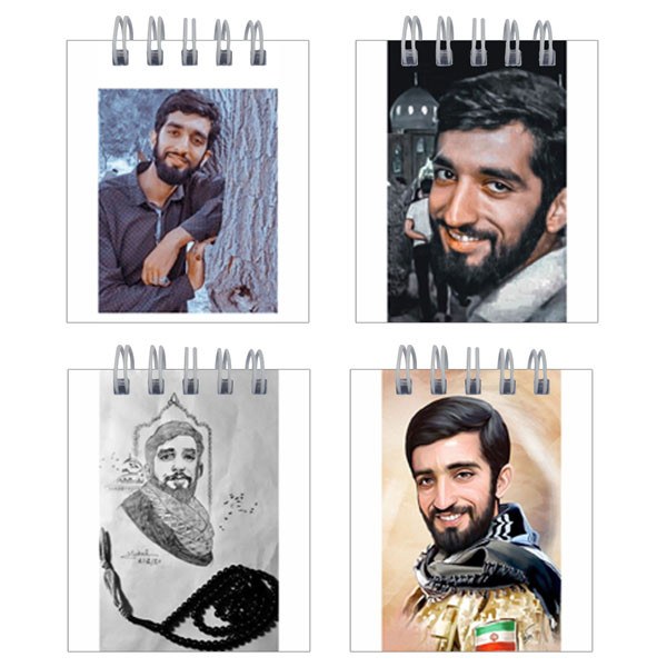 دفترچه یادداشت 50 برگ طرح شهید محسن حججی کد hc85 مجموعه 4 عددی
