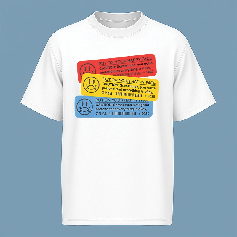 تی‌شرت آستین کوتاه مردانه مدل نوشته دار ایموجی کد c59