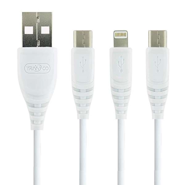 کابل تبدیل USB به microUSB / لایتنینگ / USB-C ترانیو مدل XS1 طول 1.2 متر