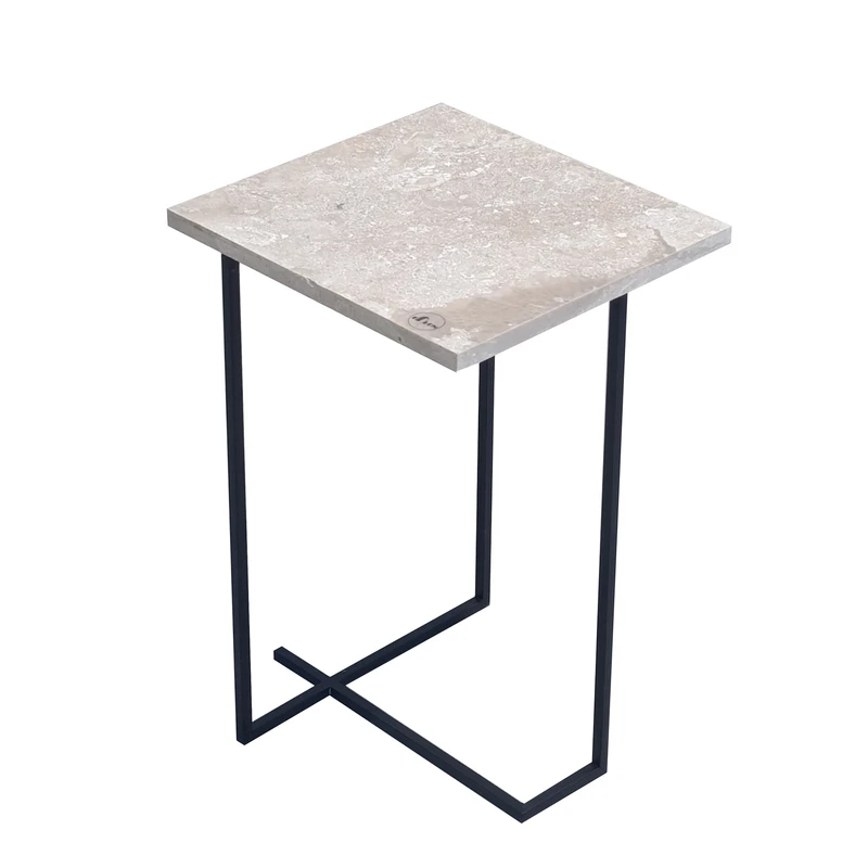 میز جلو مبلی مربعی با پایه فلز و صفحه سنگ گالری کالون مدل GK-220
