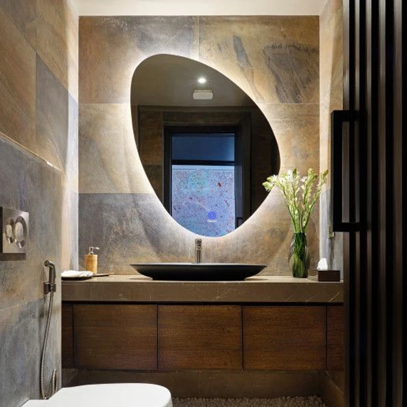 آینه سرویس بهداشتی تارا دکور طرح نامتقارن مدل لمسی کد Tc159