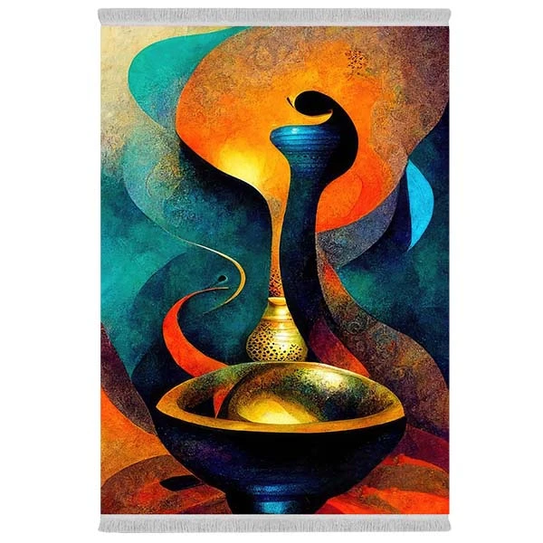 فرش پارچه‌ای دفه مدل فرشینه شانل مخمل طرح فانتزی کد 7129