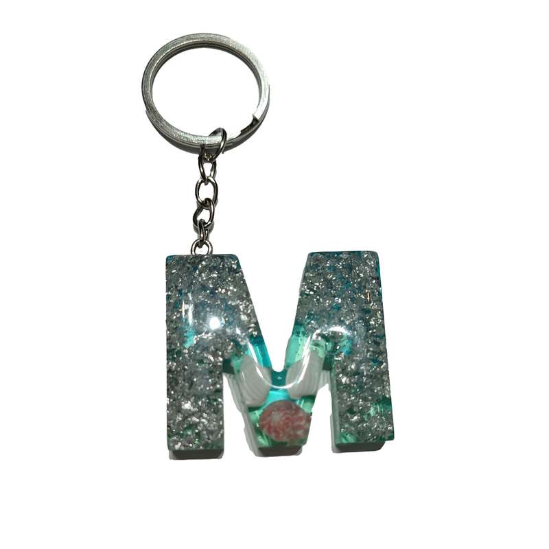 جاکلیدی مدل حرف M - صدف و ورق نقره