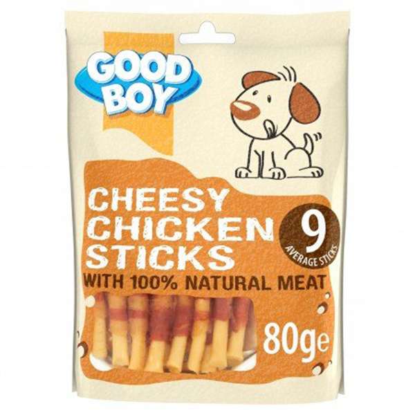 غذای تشویقی سگ گودبوی مدل chiken chees stick وزن 80 گرم