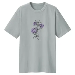 تی شرت لانگ زنانه مدل گل کد LL101 رنگ طوسی