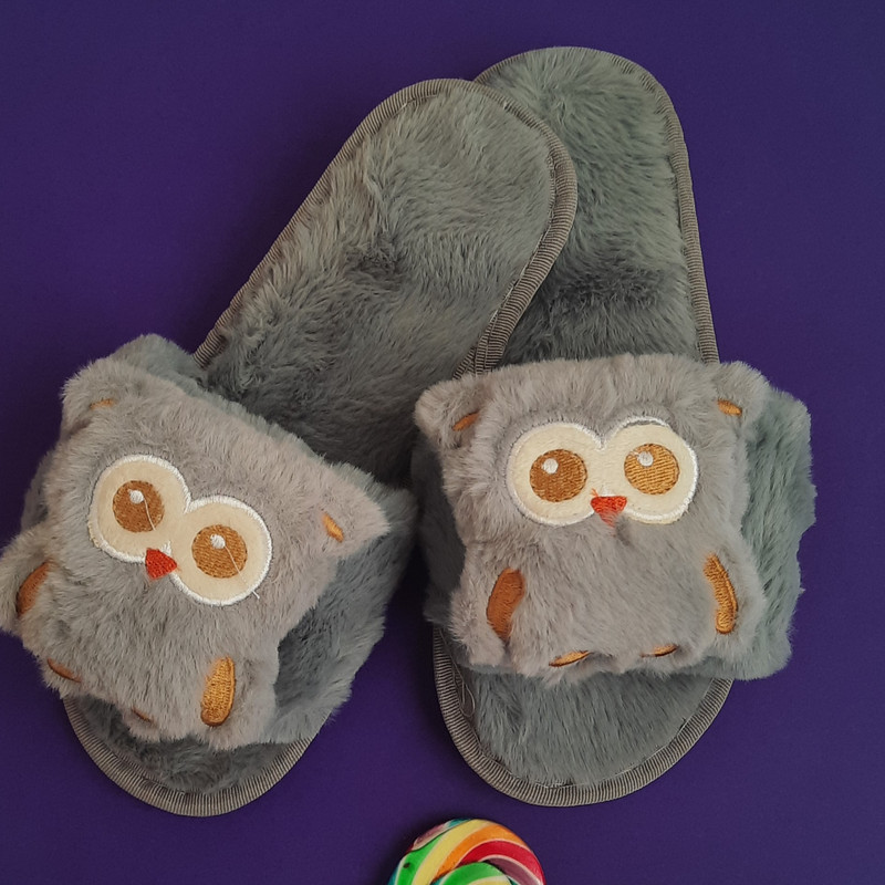 دمپایی مدل جغدی خزدار فانتزی