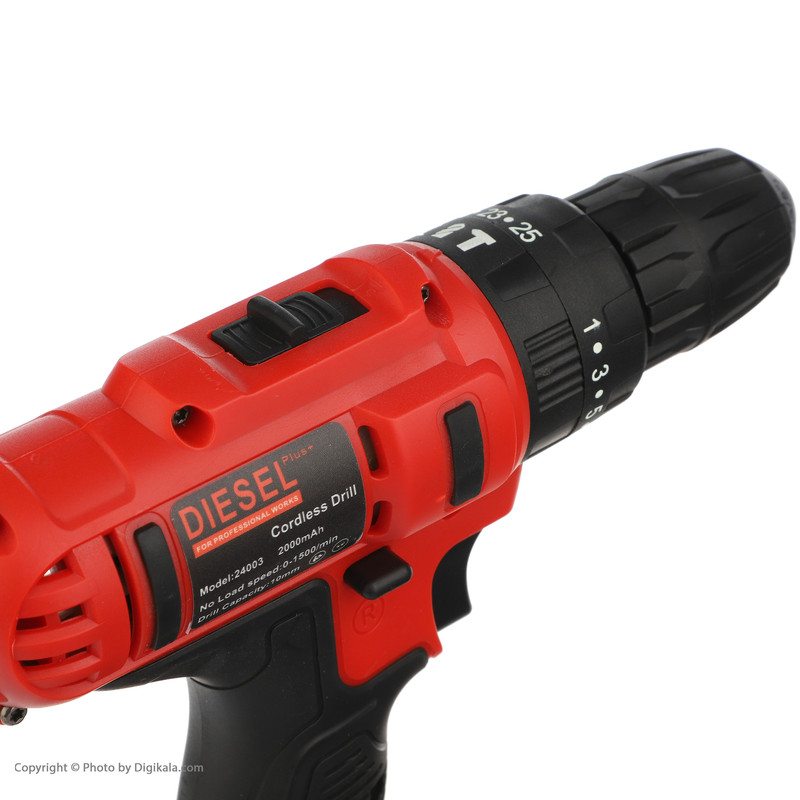 مجموعه 26 عددی دریل پیچ گوشتی چکشی شارژی دیزل پلاس مدل 24003