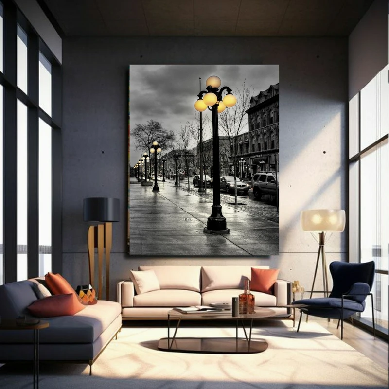 تابلو بوم طرح سیاه و سفید نمای شهرهای جهان کد PP2754