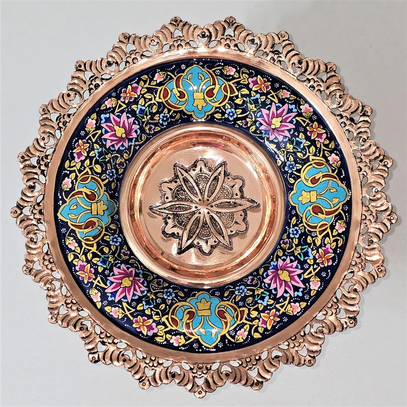 عکس شماره 6 : شیرینی خوری میناکاری مسی مدل پرداز کد gold25