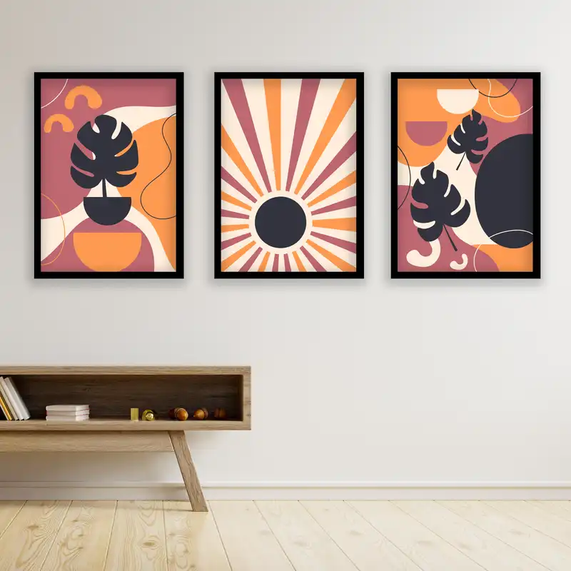 تابلو مدل مینیمال دکوراتیو کد LA-G30138 مجموعه 3 عددی