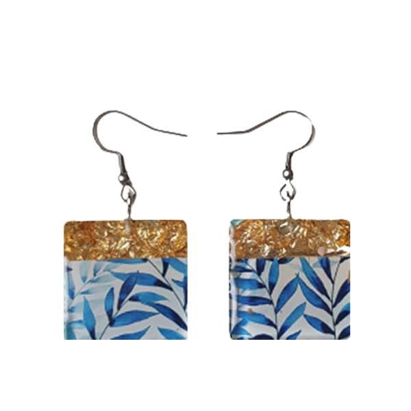 گوشواره دخترانه مدل رزینی مربع