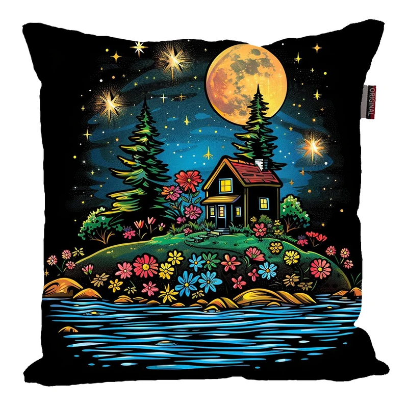 کوسن پاد آفرین مدل رویا طرح منظره شب کد PK30569