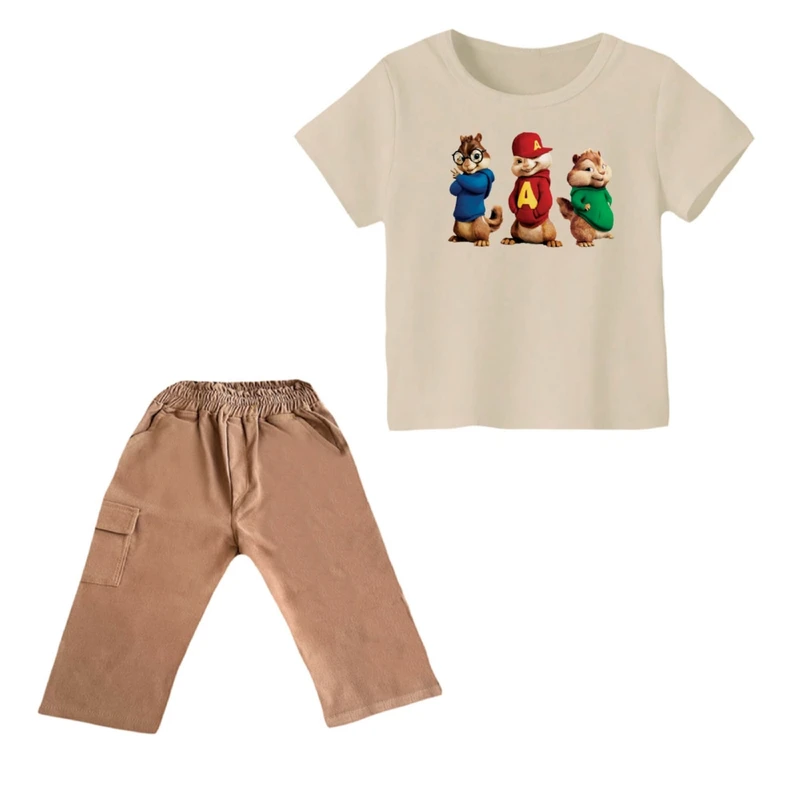 ست تی شرت و شلوارک پسرانه مدل آلوین و سنجاب ها کد ۲