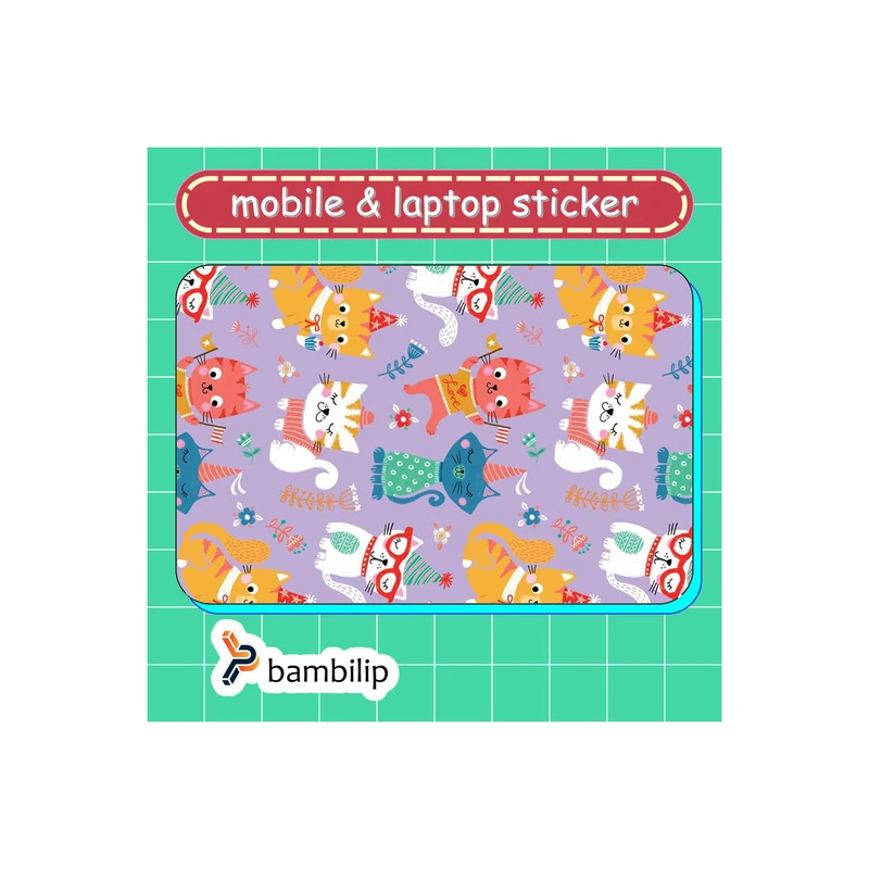 استیکر بامبیلیپ مدل کارت عابر طرح پترن گربه های خوشحال کد 0672067