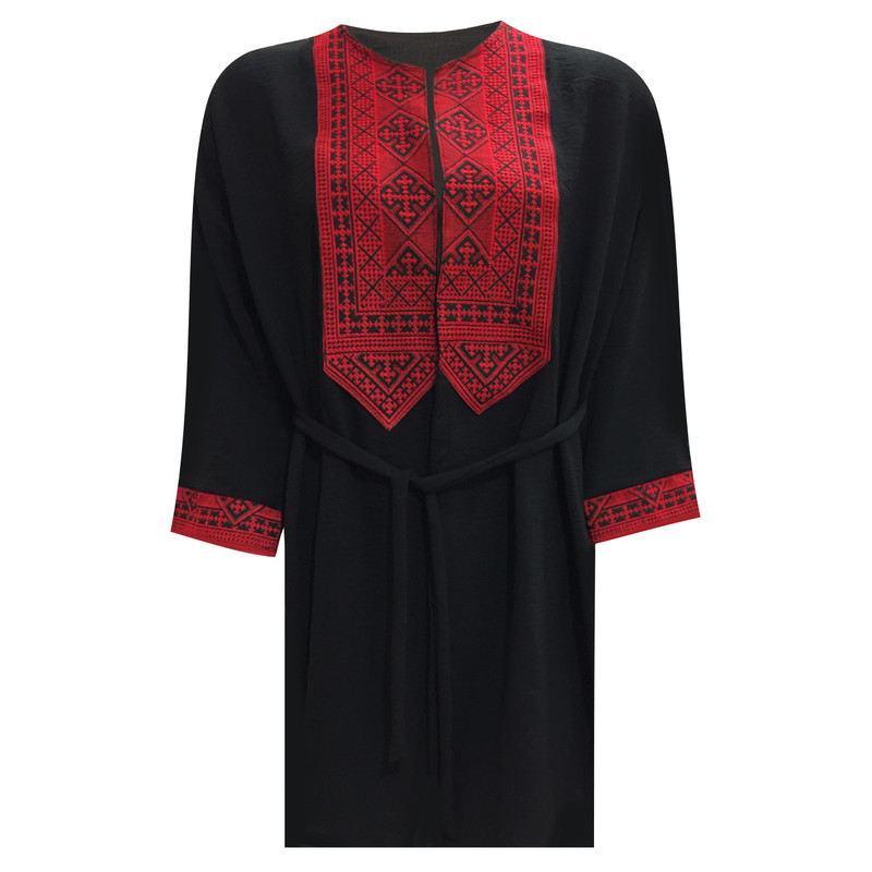 مانتو و شلوار زنانه مدل نخی ابر و بادی سنتی کد tm-2388 رنگ مشکی